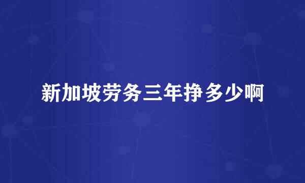 新加坡劳务三年挣多少啊