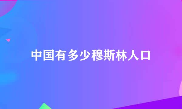 中国有多少穆斯林人口