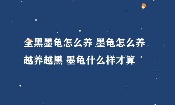 全黑墨龟怎么养 墨龟怎么养越养越黑 墨龟什么样才算