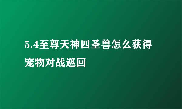 5.4至尊天神四圣兽怎么获得 宠物对战巡回