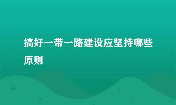 搞好一带一路建设应坚持哪些原则