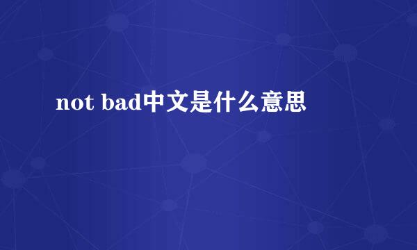 not bad中文是什么意思