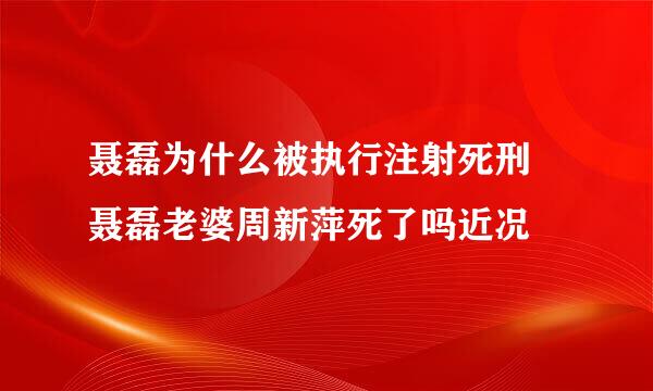 聂磊为什么被执行注射死刑 聂磊老婆周新萍死了吗近况