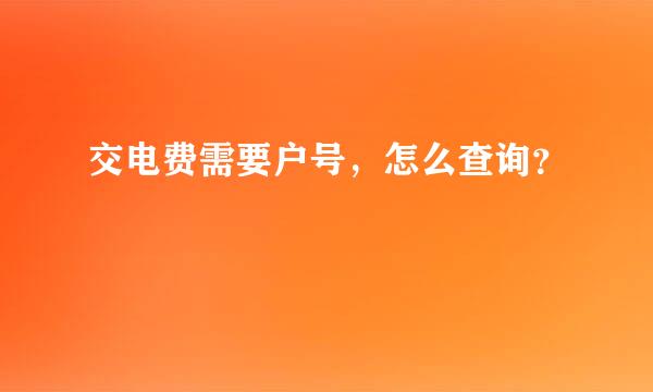 交电费需要户号，怎么查询？