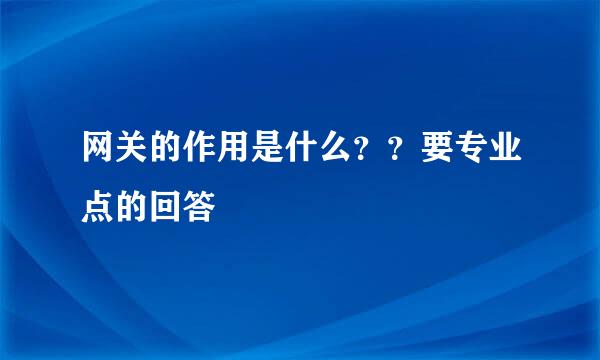 网关的作用是什么？？要专业点的回答