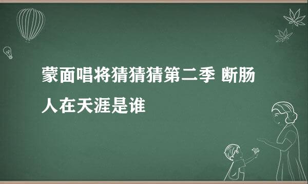 蒙面唱将猜猜猜第二季 断肠人在天涯是谁