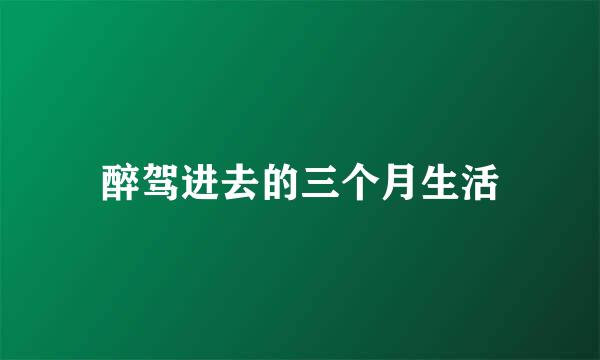 醉驾进去的三个月生活