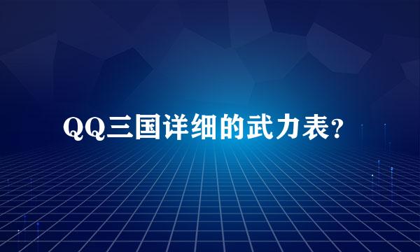 QQ三国详细的武力表？