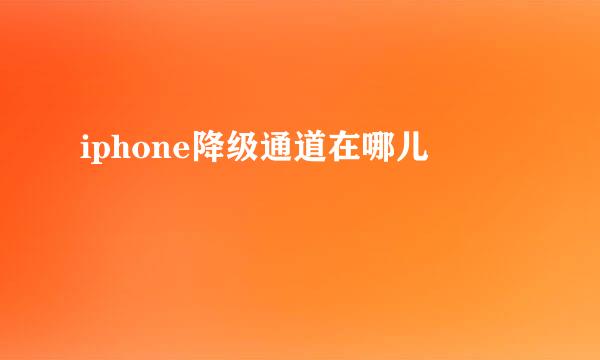 iphone降级通道在哪儿