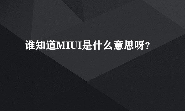 谁知道MIUI是什么意思呀？