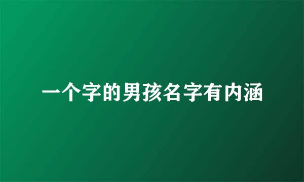 一个字的男孩名字有内涵