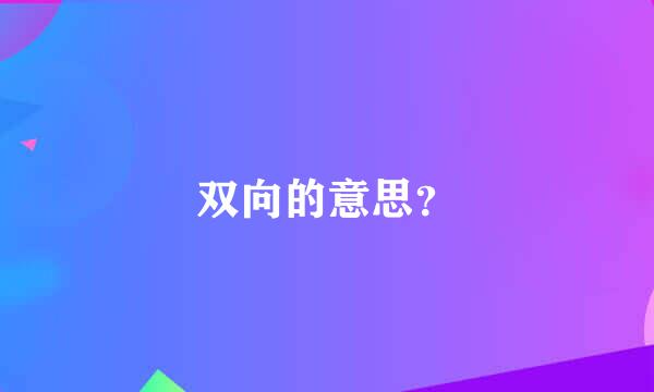 双向的意思？