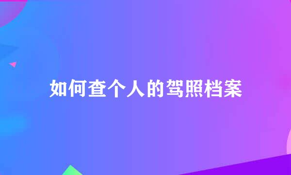 如何查个人的驾照档案