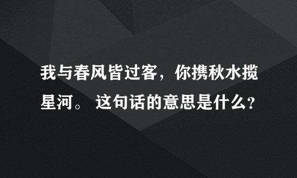 我与春风皆过客，你携秋水揽星河。 这句话的意思是什么？