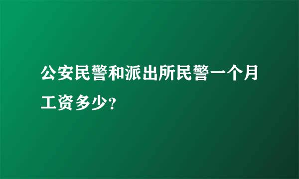 公安民警和派出所民警一个月工资多少？