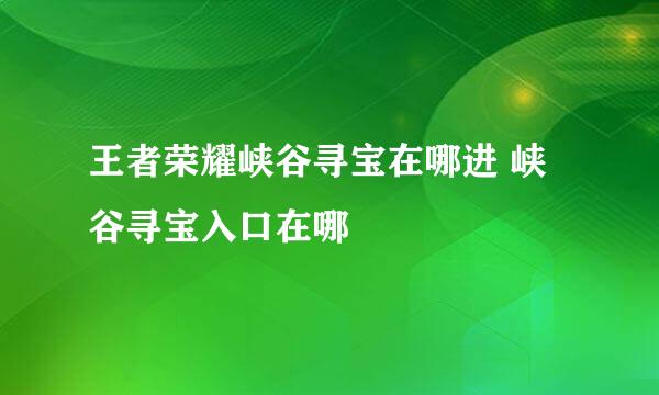 王者荣耀峡谷寻宝在哪进 峡谷寻宝入口在哪