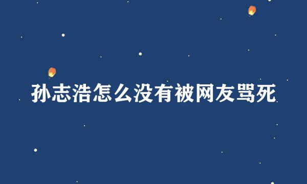 孙志浩怎么没有被网友骂死