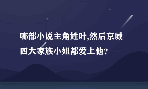 哪部小说主角姓叶,然后京城四大家族小姐都爱上他？