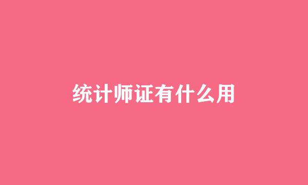 统计师证有什么用