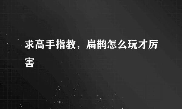 求高手指教，扁鹊怎么玩才厉害