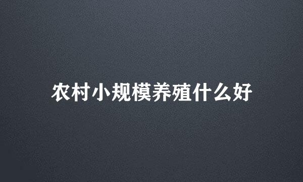 农村小规模养殖什么好