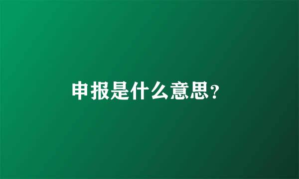 申报是什么意思？