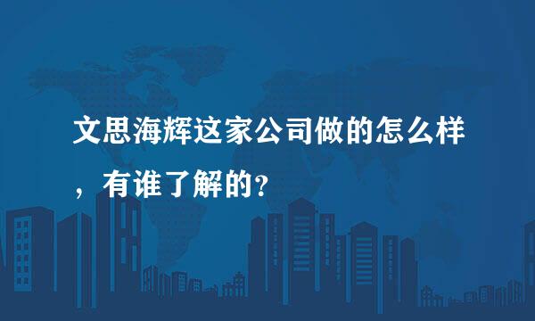 文思海辉这家公司做的怎么样，有谁了解的？