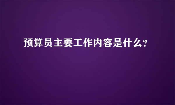 预算员主要工作内容是什么？