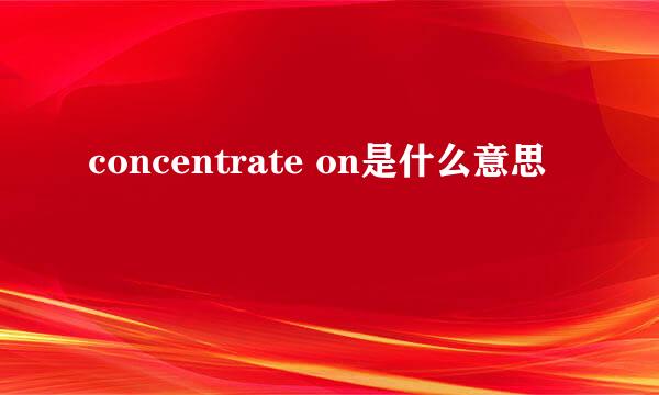 concentrate on是什么意思