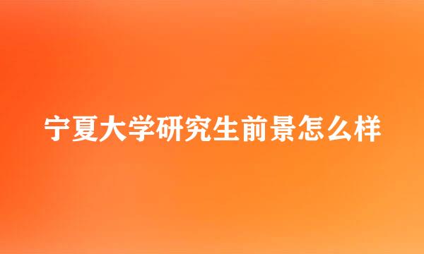 宁夏大学研究生前景怎么样