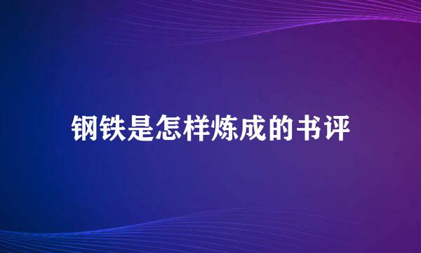 钢铁是怎样炼成的书评