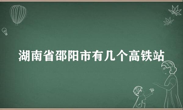 湖南省邵阳市有几个高铁站