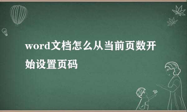 word文档怎么从当前页数开始设置页码