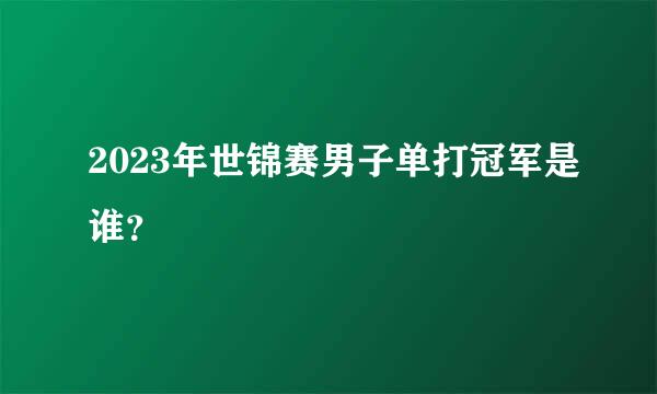 2023年世锦赛男子单打冠军是谁？