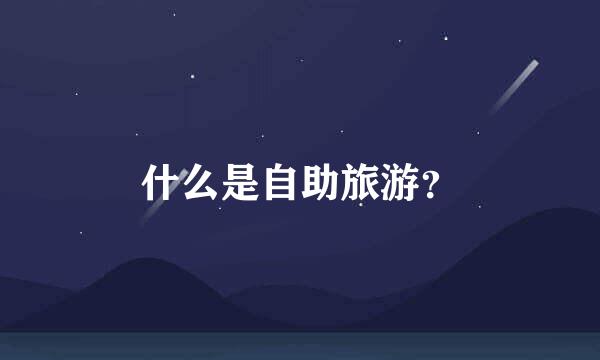 什么是自助旅游？