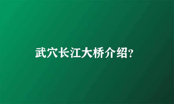 武穴长江大桥介绍？