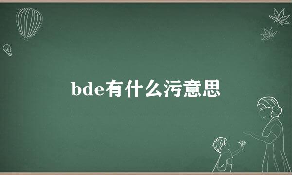 bde有什么污意思