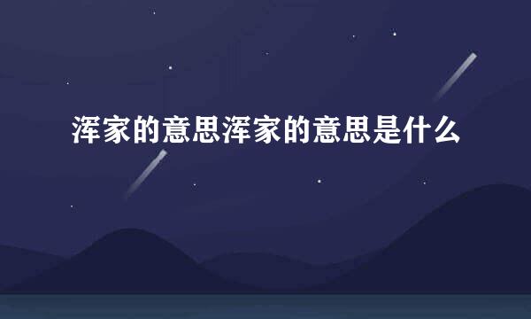 浑家的意思浑家的意思是什么