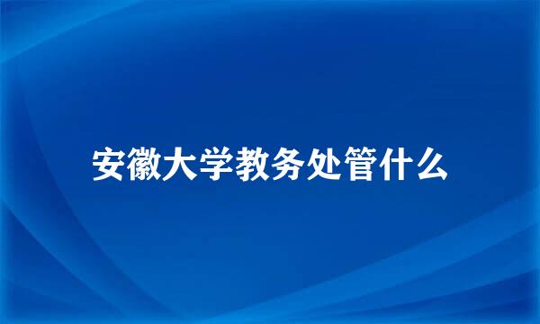 安徽大学教务处管什么