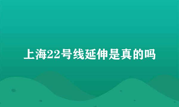 上海22号线延伸是真的吗