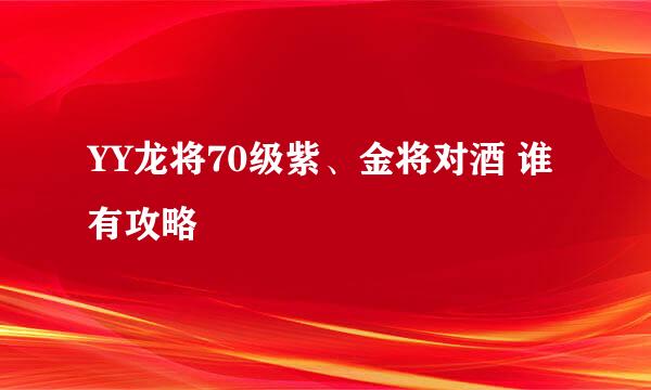 YY龙将70级紫、金将对酒 谁有攻略