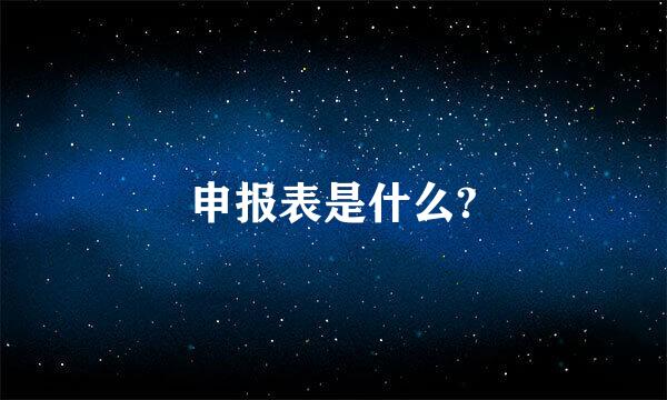 申报表是什么?