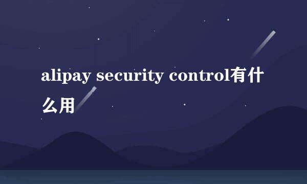 alipay security control有什么用