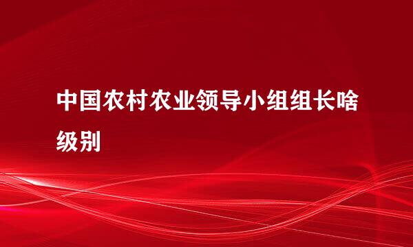 中国农村农业领导小组组长啥级别