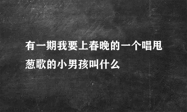 有一期我要上春晚的一个唱甩葱歌的小男孩叫什么