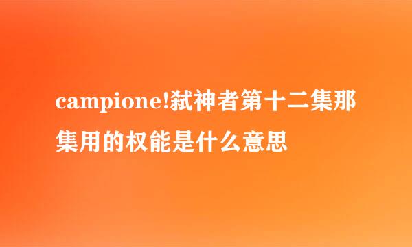 campione!弑神者第十二集那集用的权能是什么意思