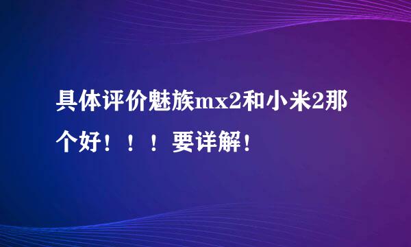 具体评价魅族mx2和小米2那个好！！！要详解！