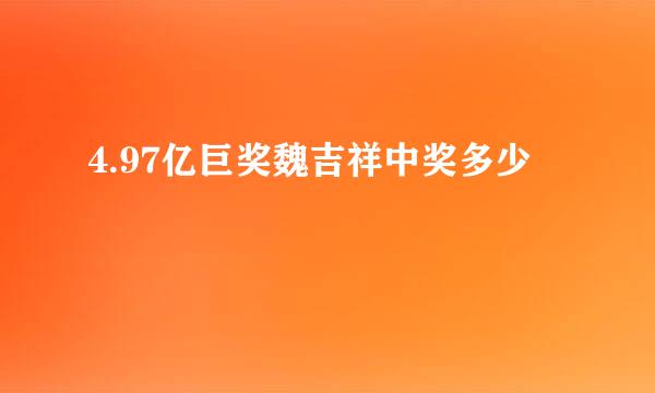 4.97亿巨奖魏吉祥中奖多少