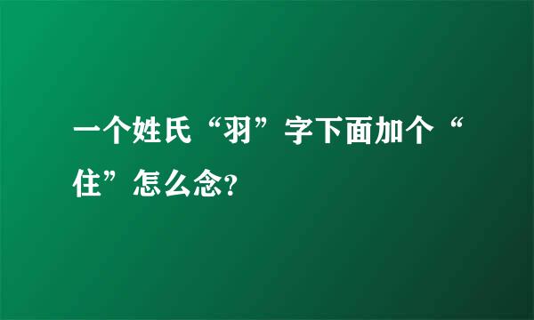 一个姓氏“羽”字下面加个“住”怎么念？