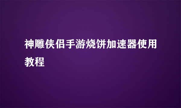 神雕侠侣手游烧饼加速器使用教程